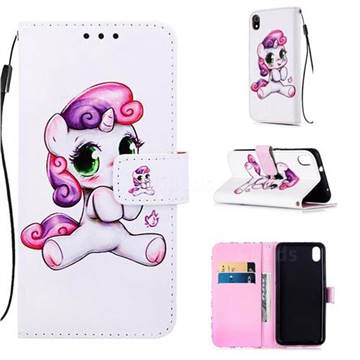 Playful Pony Matte Leather Wallet Phone Case for Huawei Y6 (2018)