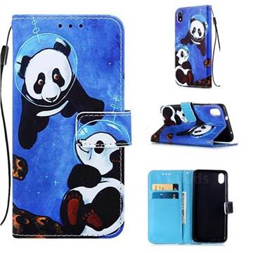 Undersea Panda Matte Leather Wallet Phone Case for Huawei Y6 (2018)