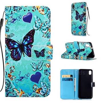 Love Butterfly Matte Leather Wallet Phone Case for Huawei Y6 (2018)