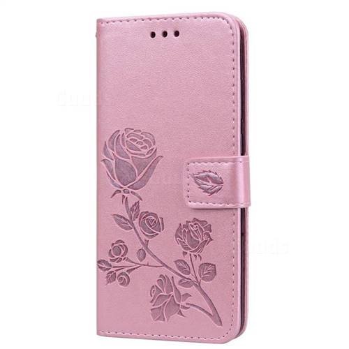 Embossing Rose Flower Leather Wallet Case for Huawei Y6 (2018) - Rose ...