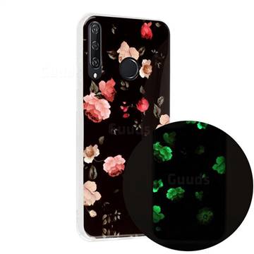 Rose Flower Noctilucent Soft TPU Back Cover for Huawei Y6p
