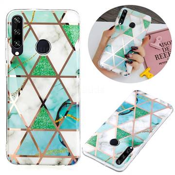 Green White Galvanized Rose Gold Marble Phone Back Cover for Huawei Y6p