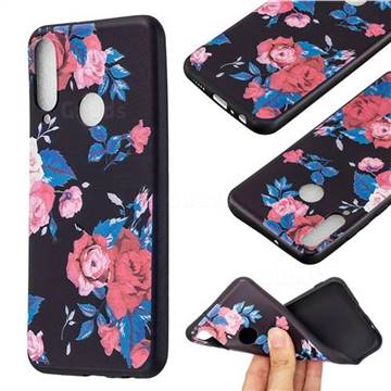 Safflower 3D Embossed Relief Black Soft Back Cover for Huawei Y6p