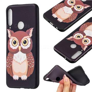 Big Owl 3D Embossed Relief Black Soft Back Cover for Huawei Y6p