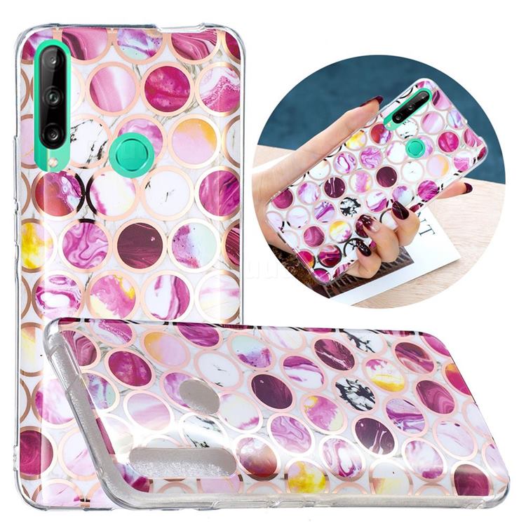 Round Puzzle Painted Marble Electroplating Protective Case for Huawei Y6p