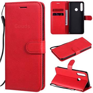Retro Greek Classic Smooth PU Leather Wallet Phone Case for Huawei Y6p - Red