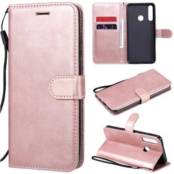 Retro Greek Classic Smooth PU Leather Wallet Phone Case for Huawei Y6p - Rose Gold