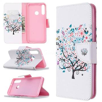 Colorful Tree Leather Wallet Case for Huawei Y6p