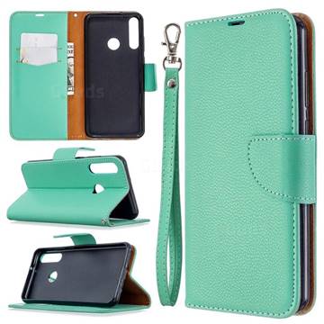 Classic Luxury Litchi Leather Phone Wallet Case for Huawei Y6p - Green