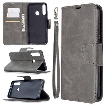 Classic Sheepskin PU Leather Phone Wallet Case for Huawei Y6p - Gray
