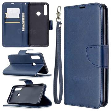 Classic Sheepskin PU Leather Phone Wallet Case for Huawei Y6p - Blue