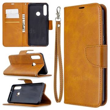 Classic Sheepskin PU Leather Phone Wallet Case for Huawei Y6p - Yellow