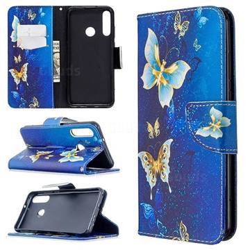 Golden Butterflies Leather Wallet Case for Huawei Y6p