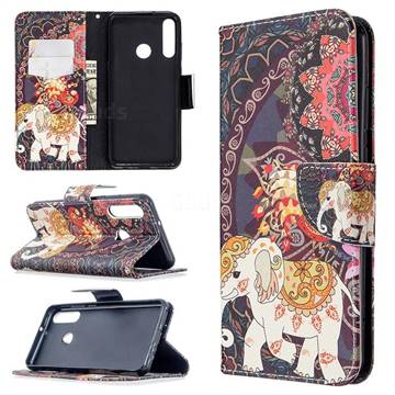 Totem Flower Elephant Leather Wallet Case for Huawei Y6p