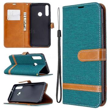 Jeans Cowboy Denim Leather Wallet Case for Huawei Y6p - Green