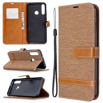 Jeans Cowboy Denim Leather Wallet Case for Huawei Y6p - Brown