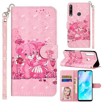Pink Bear 3D Leather Phone Holster Wallet Case for Huawei Y6p