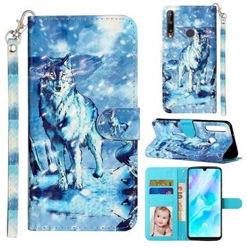 Snow Wolf 3D Leather Phone Holster Wallet Case for Huawei Y6p