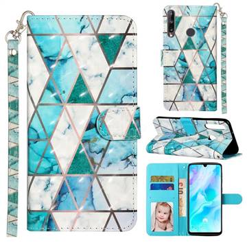 Stitching Marble 3D Leather Phone Holster Wallet Case for Huawei Y6p