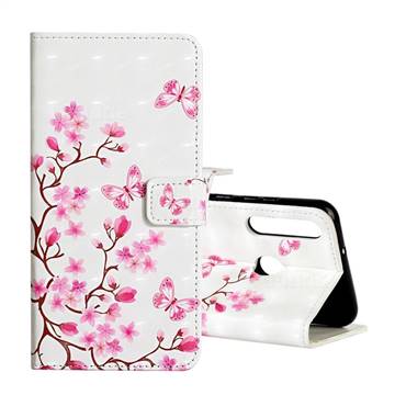 Butterfly Sakura Flower 3D Painted Leather Phone Wallet Case for Huawei Y6p