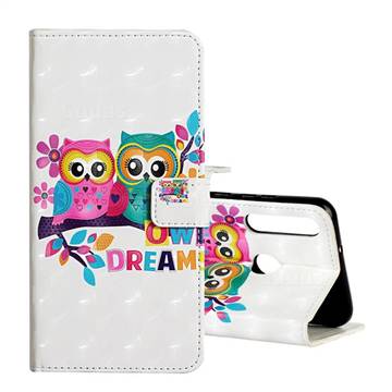 Couple Owl 3D Painted Leather Phone Wallet Case for Huawei Y6p