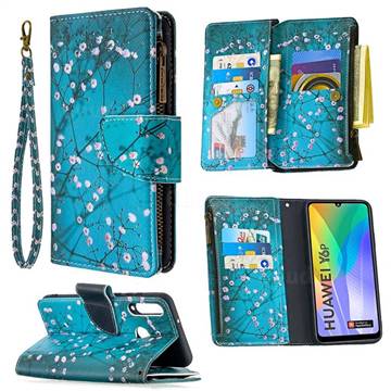 Blue Plum Binfen Color BF03 Retro Zipper Leather Wallet Phone Case for Huawei Y6p
