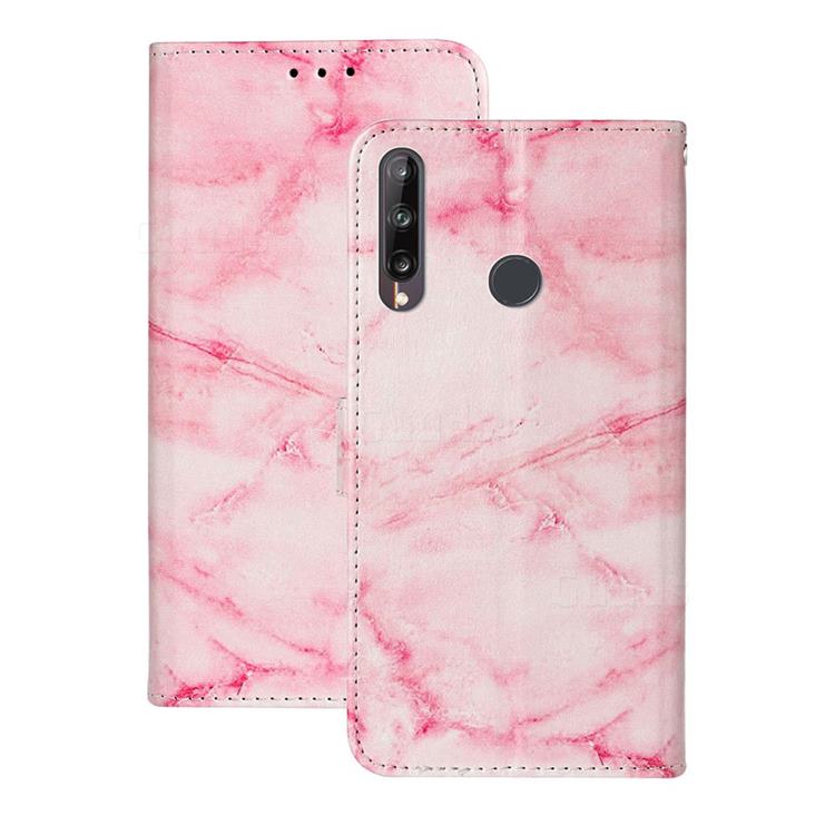 Pink Marble PU Leather Wallet Case for Huawei Y6p