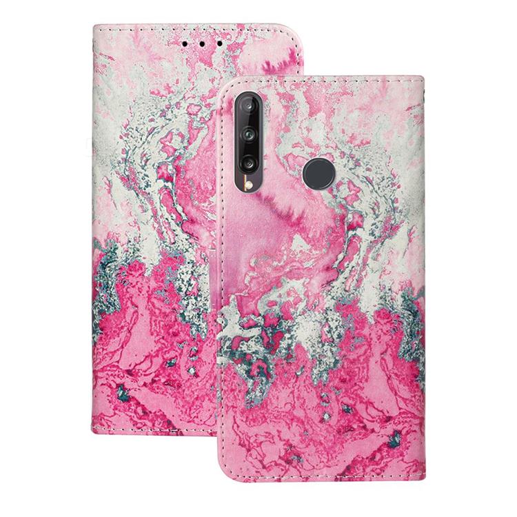 Pink Seawater PU Leather Wallet Case for Huawei Y6p