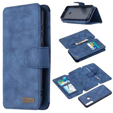 Binfen Color BF07 Frosted Zipper Bag Multifunction Leather Phone Wallet for Huawei Y6p - Blue