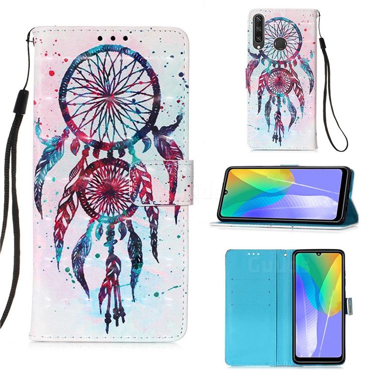 ColorDrops Wind Chimes 3D Painted Leather Wallet Case for Huawei Y6p