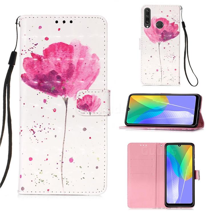 Watercolor 3D Painted Leather Wallet Case for Huawei Y6p