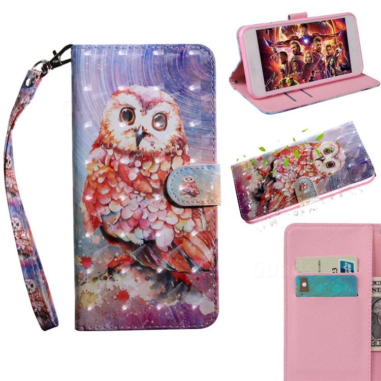 Colored Owl 3D Painted Leather Wallet Case for Huawei Y6p