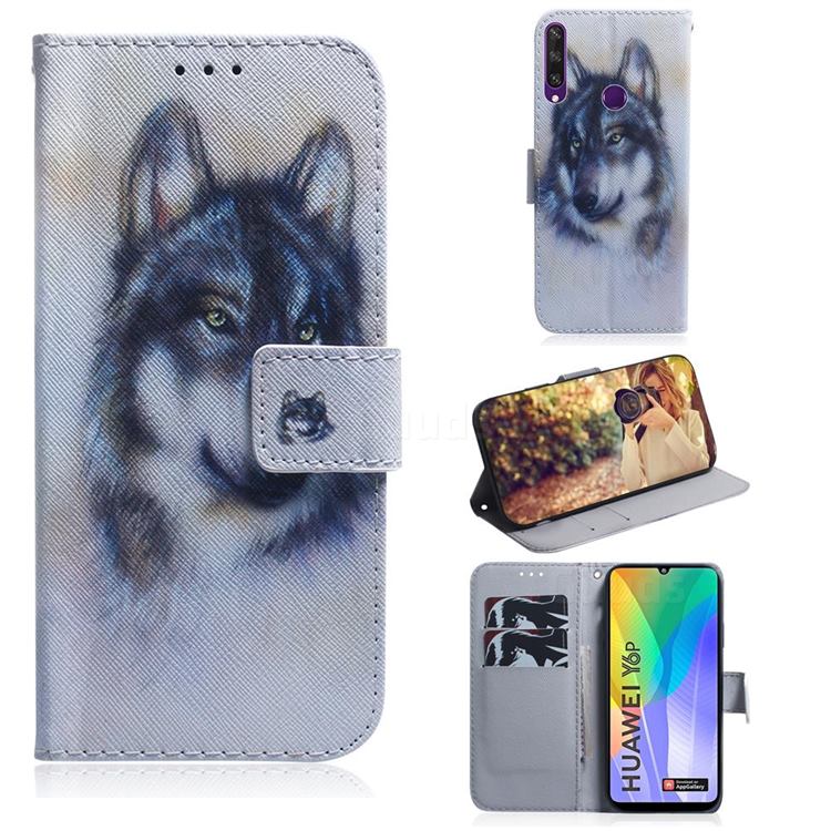 Snow Wolf PU Leather Wallet Case for Huawei Y6p