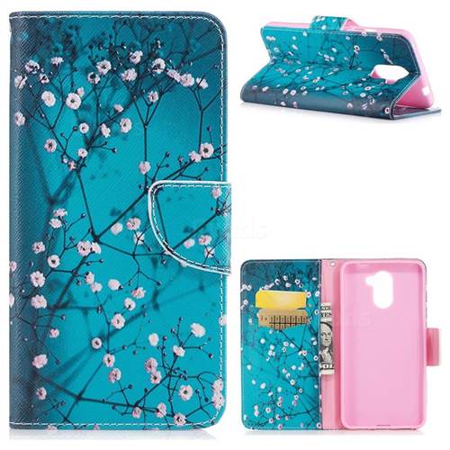Blue Plum Leather Wallet Case for Huawei Y7(2017)