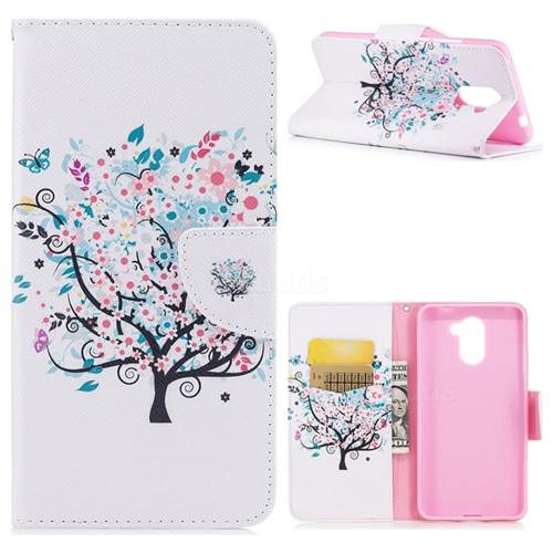 Colorful Tree Leather Wallet Case for Huawei Y7(2017)