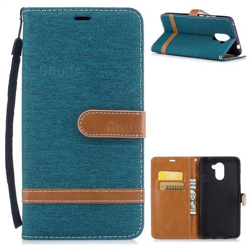 Jeans Cowboy Denim Leather Wallet Case for Huawei Y7(2017) - Green