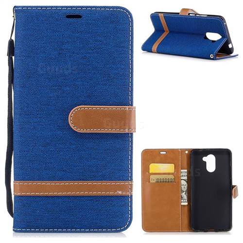 Jeans Cowboy Denim Leather Wallet Case for Huawei Y7(2017) - Sapphire
