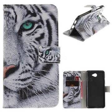 White Tiger PU Leather Wallet Case for Huawei Y7(2017)