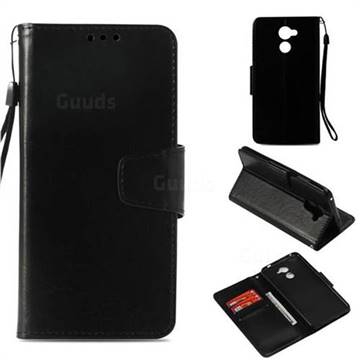 Retro Phantom Smooth PU Leather Wallet Holster Case for Huawei Y7(2017) - Black
