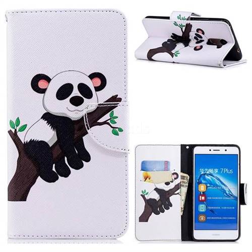 Tree Panda Leather Wallet Case for Huawei Y7(2017)