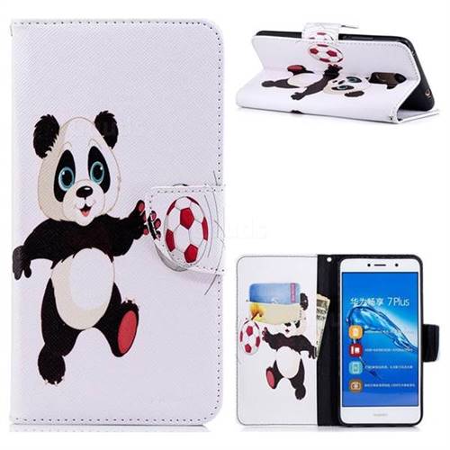 Football Panda Leather Wallet Case for Huawei Y7(2017)
