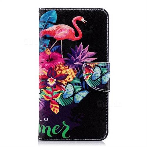 Flowers Flamingos Leather Wallet Case for Huawei Y7(2017) Leather