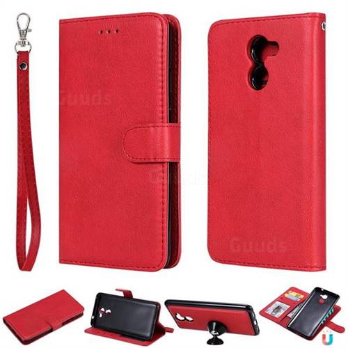 Retro Greek Detachable Magnetic PU Leather Wallet Phone Case for Huawei Y7(2017) - Red