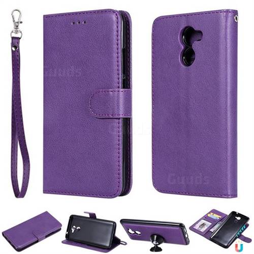 Retro Greek Detachable Magnetic PU Leather Wallet Phone Case for Huawei Y7(2017) - Purple