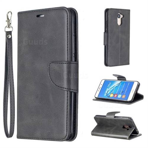 Classic Sheepskin PU Leather Phone Wallet Case for Huawei Y7(2017) - Black