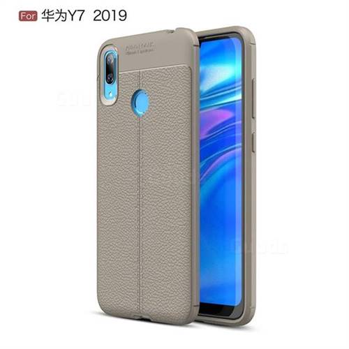Luxury Auto Focus Litchi Texture Silicone TPU Back Cover for Huawei Y7(2019) / Y7 Prime(2019) / Y7 Pro(2019) - Gray