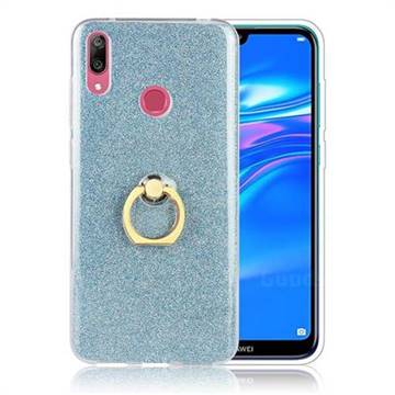Luxury Soft TPU Glitter Back Ring Cover with 360 Rotate Finger Holder Buckle for Huawei Y7(2019) / Y7 Prime(2019) / Y7 Pro(2019) - Blue