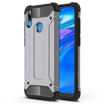 King Kong Armor Premium Shockproof Dual Layer Rugged Hard Cover for Huawei Y7(2019) / Y7 Prime(2019) / Y7 Pro(2019) - Silver Grey