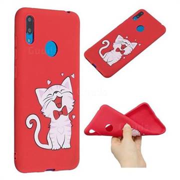 Happy Bow Cat Anti-fall Frosted Relief Soft TPU Back Cover for Huawei Y7(2019) / Y7 Prime(2019) / Y7 Pro(2019)