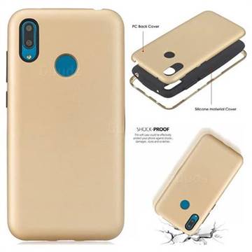 Matte PC + Silicone Shockproof Phone Back Cover Case for Huawei Y7(2019) / Y7 Prime(2019) / Y7 Pro(2019) - Goldden